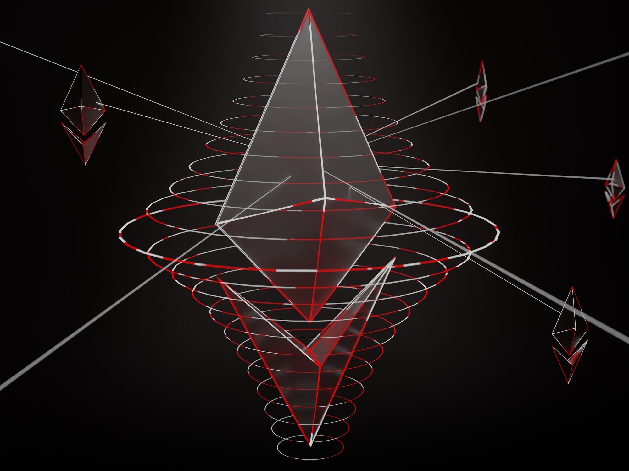 Sketch drawing of web of Ethereum logos