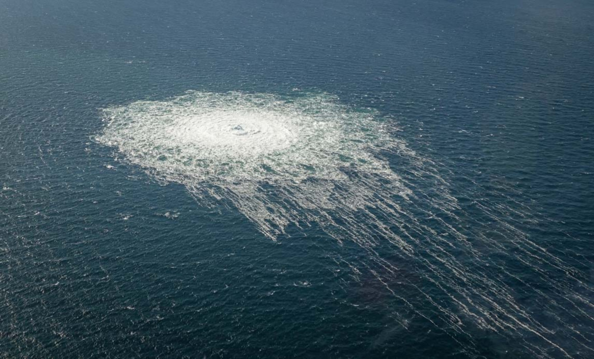 The gas leak at Nord Stream 2 seen from the Danish F-16 interceptor on Bornholm island.