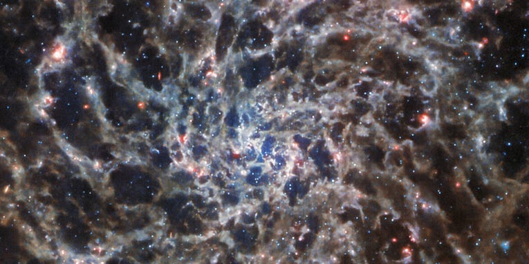 See a spiral galaxy’s haunting ‘skeleton’ in a chilly new space telescope image