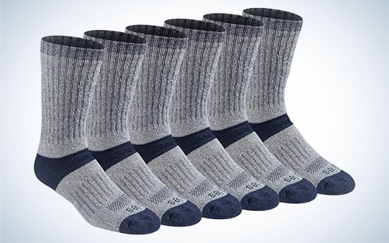 Dickies Menâs Dri-Tech Work Crew Socks are the best wool socks for work.