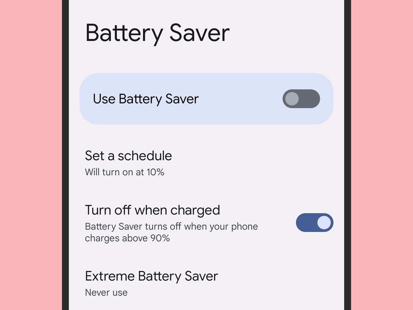screenshot of android battery settings