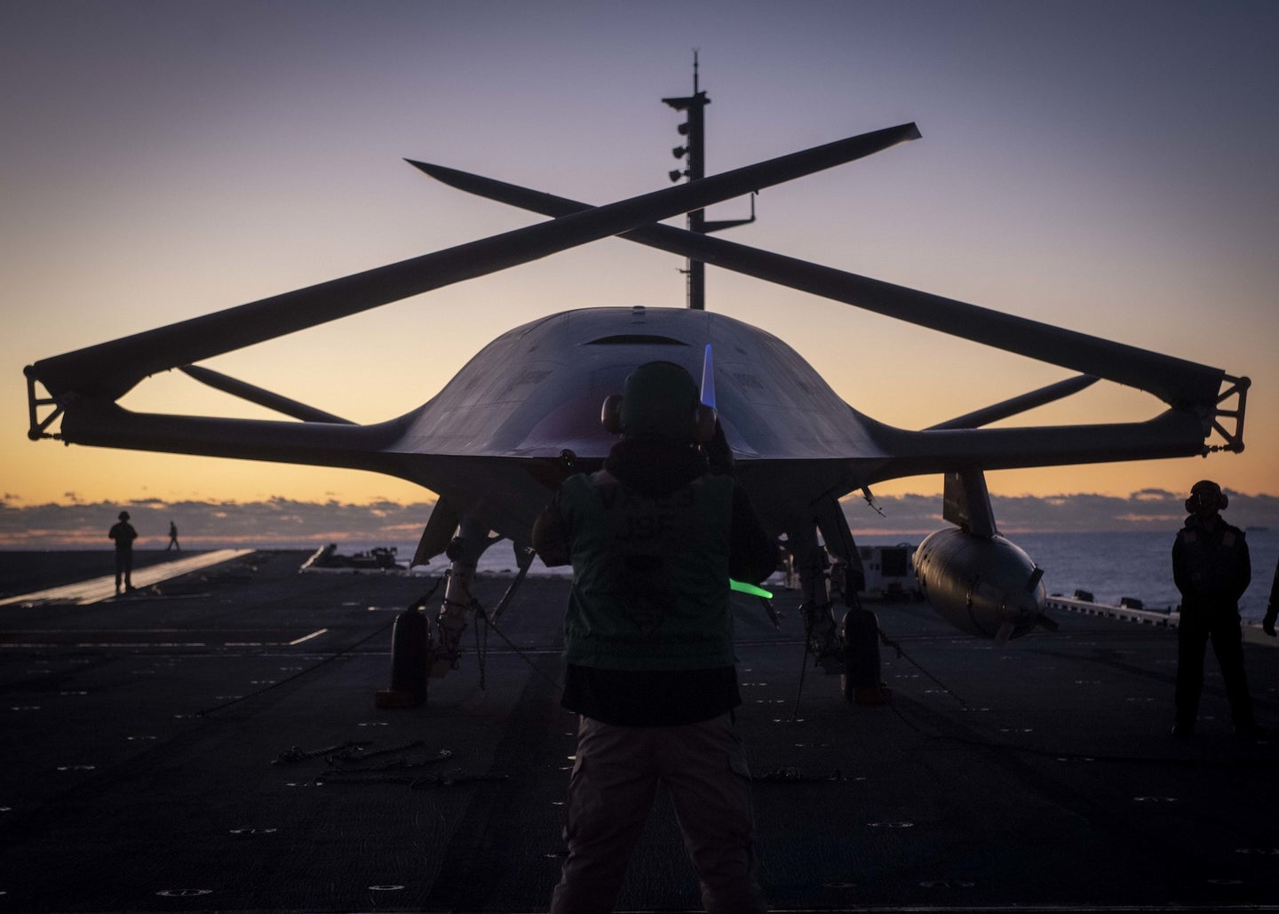 The MQ-25 aircraft on the aircraft carrier USS George H.W. Bush in December, 2021.