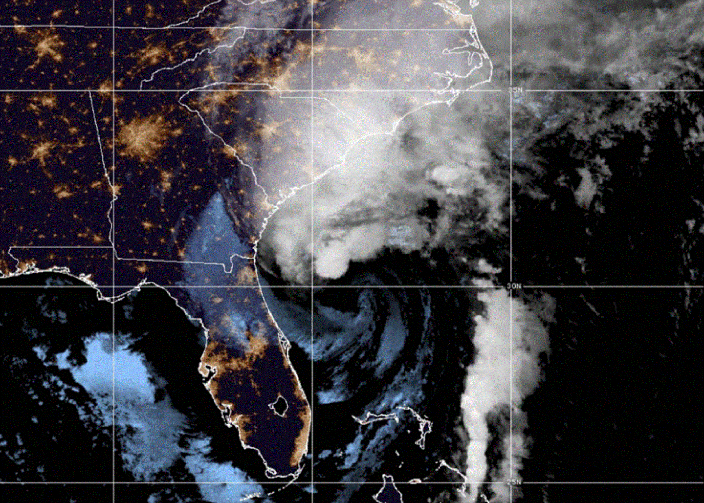 Hurricane Ian Category 1 Carolina coast satellite image