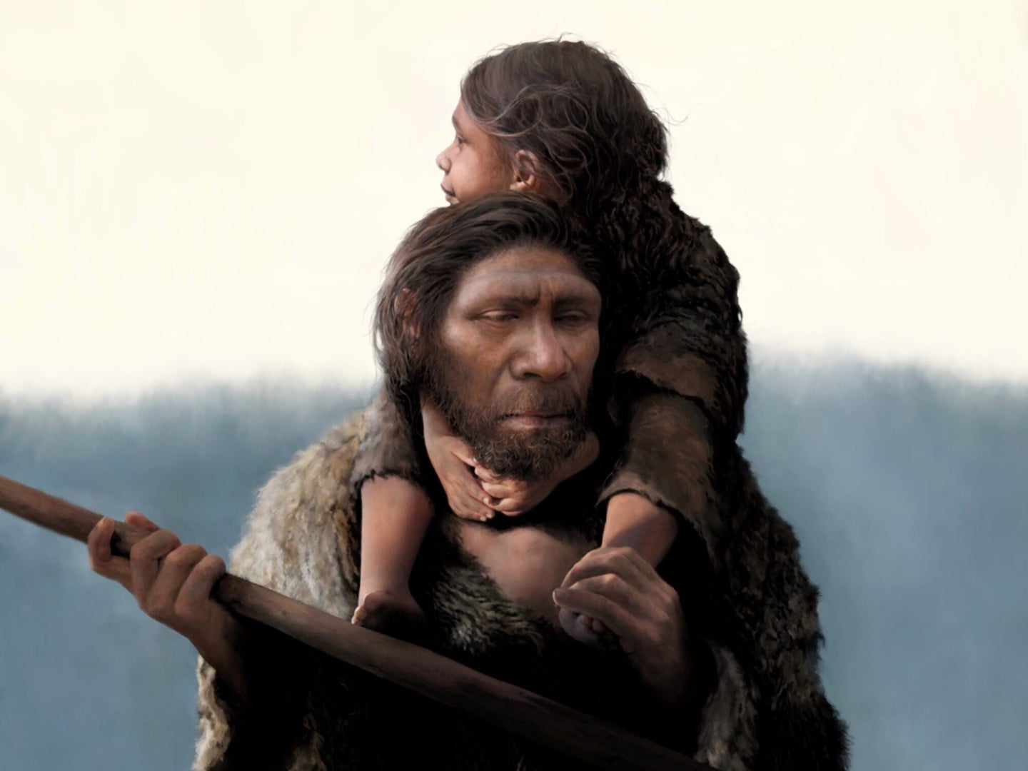 Neanderthal father and daughter.