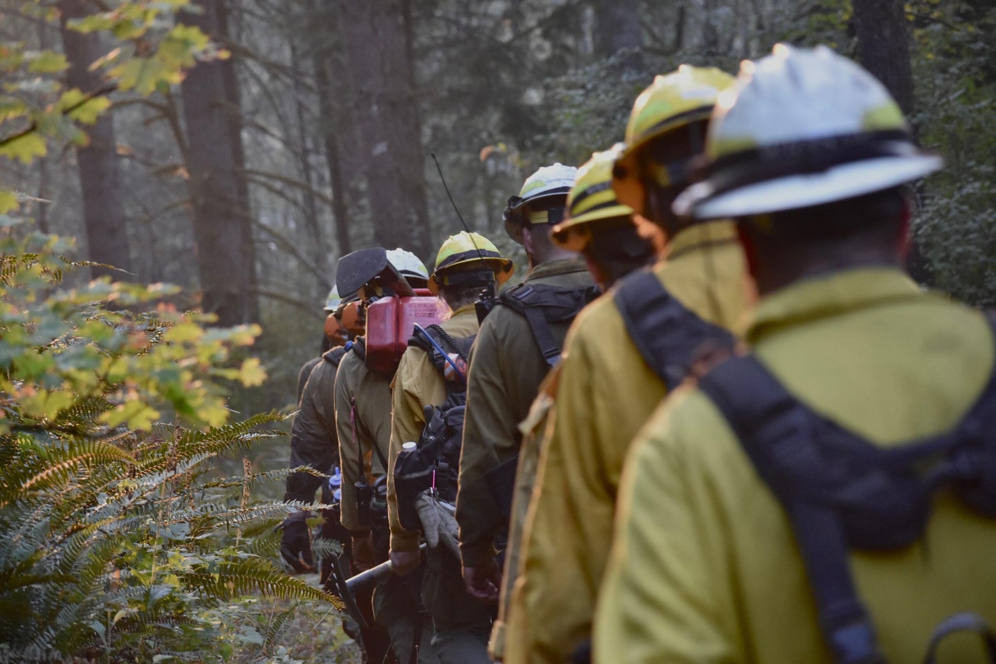 Firefighting crews entering the Nakia Creek fire zone on Monday.