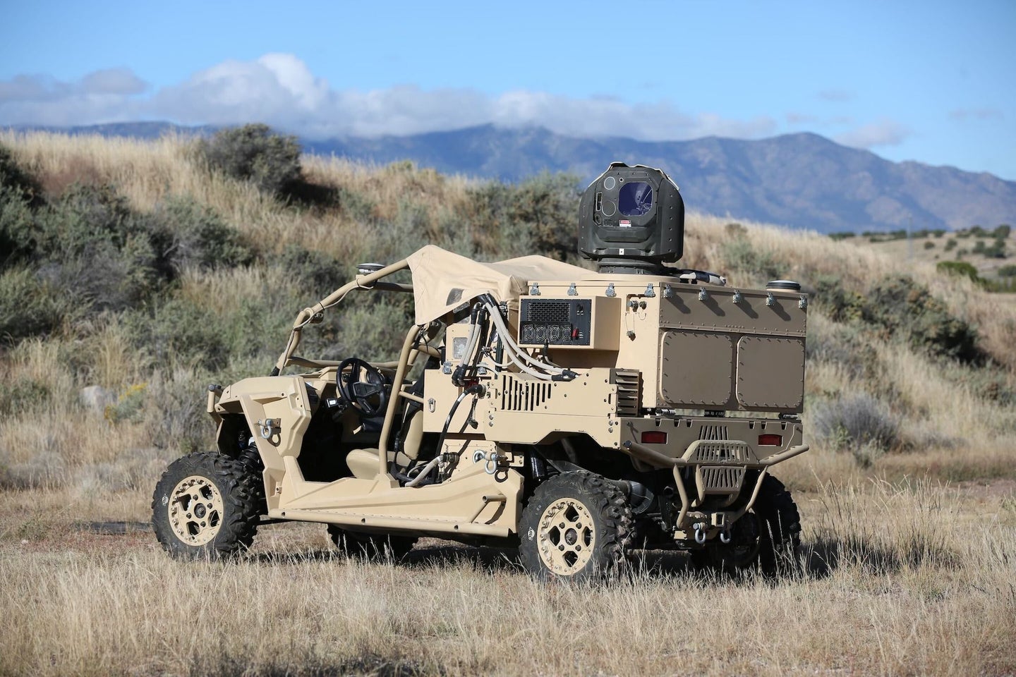 One of the two laser weapons was positioned on this vehicle.