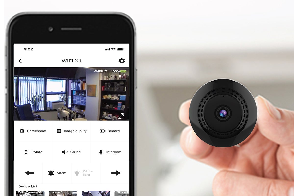 A mini security cam with coordinating app