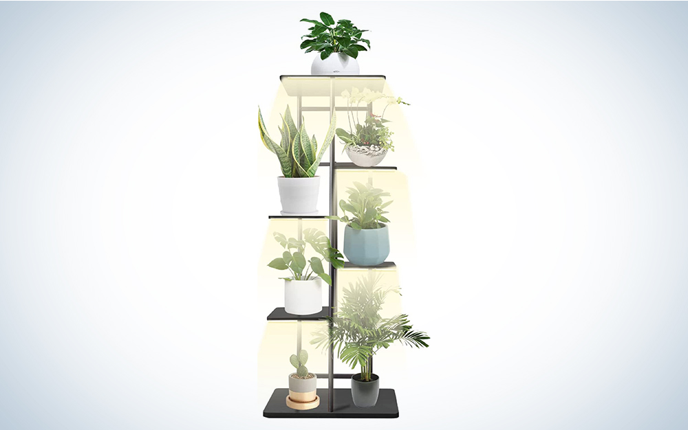 For dark apartments or houses: Metal plant stand with grow lights