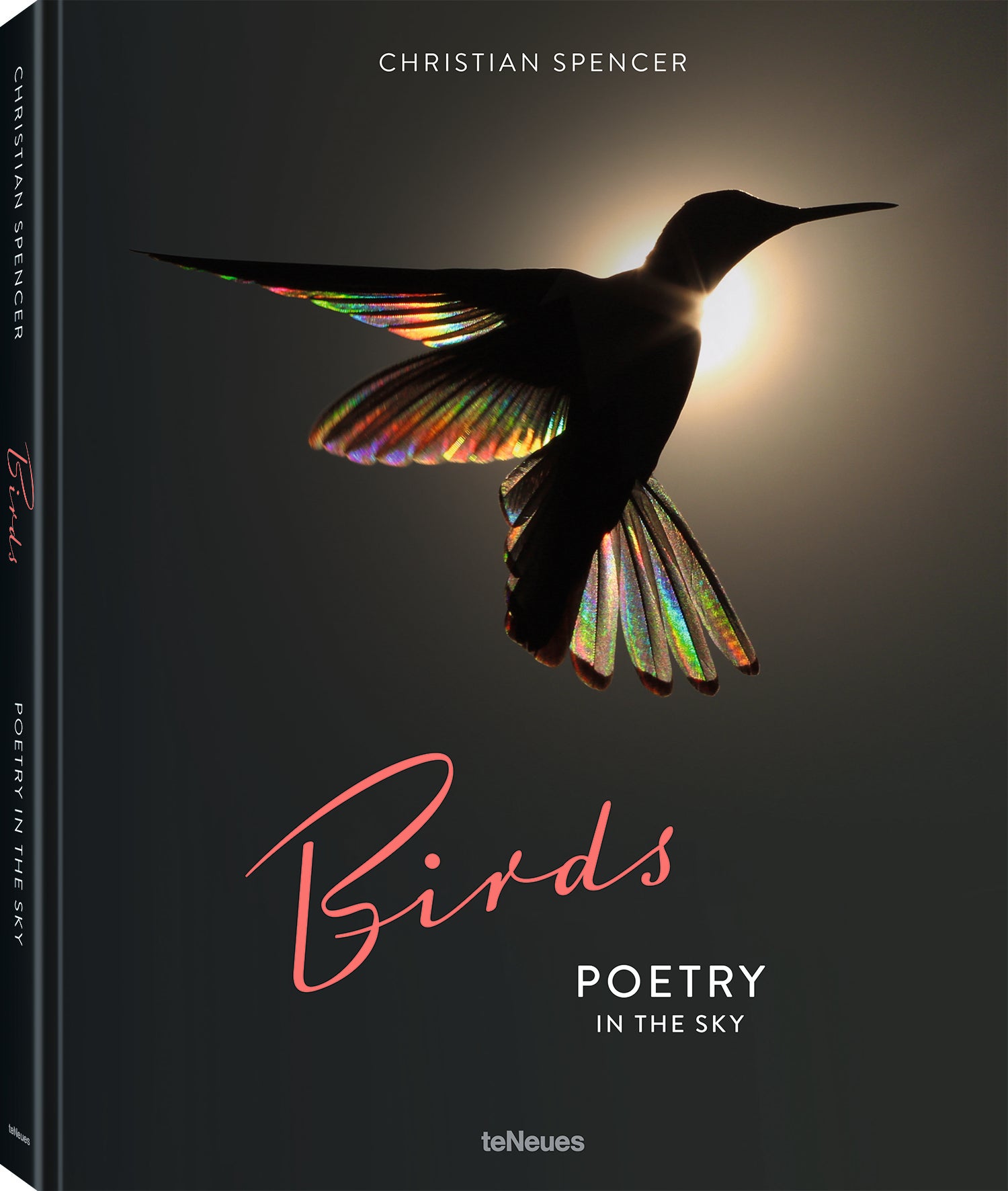 Poetry of Birds book cover with iridescent hummingbird silhouette on black