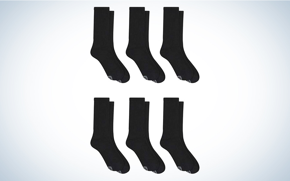Black socks on a blue and white background
