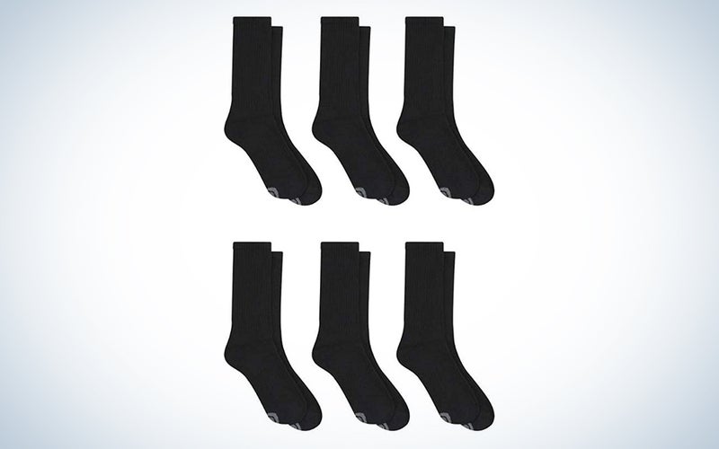 Black socks on a blue and white background