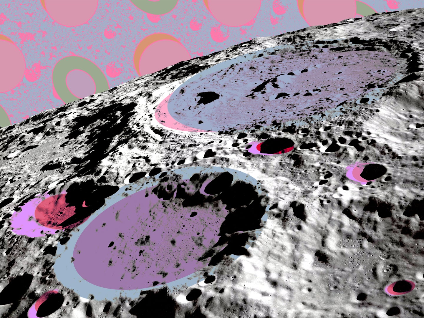 A colorful moon with craters.