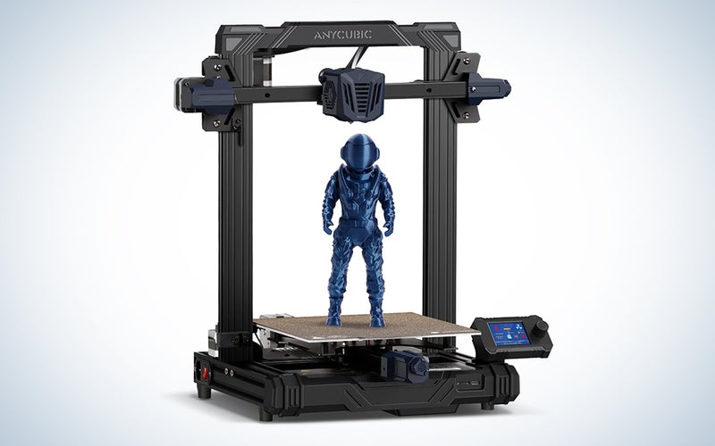 An anycubic 3D printer on a blue and white background