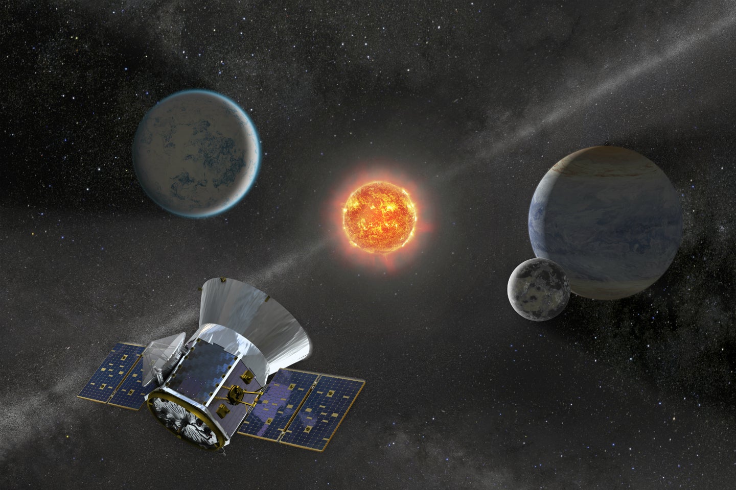 The Transiting Exoplanet Survey Satellite, in an artist's illustration.