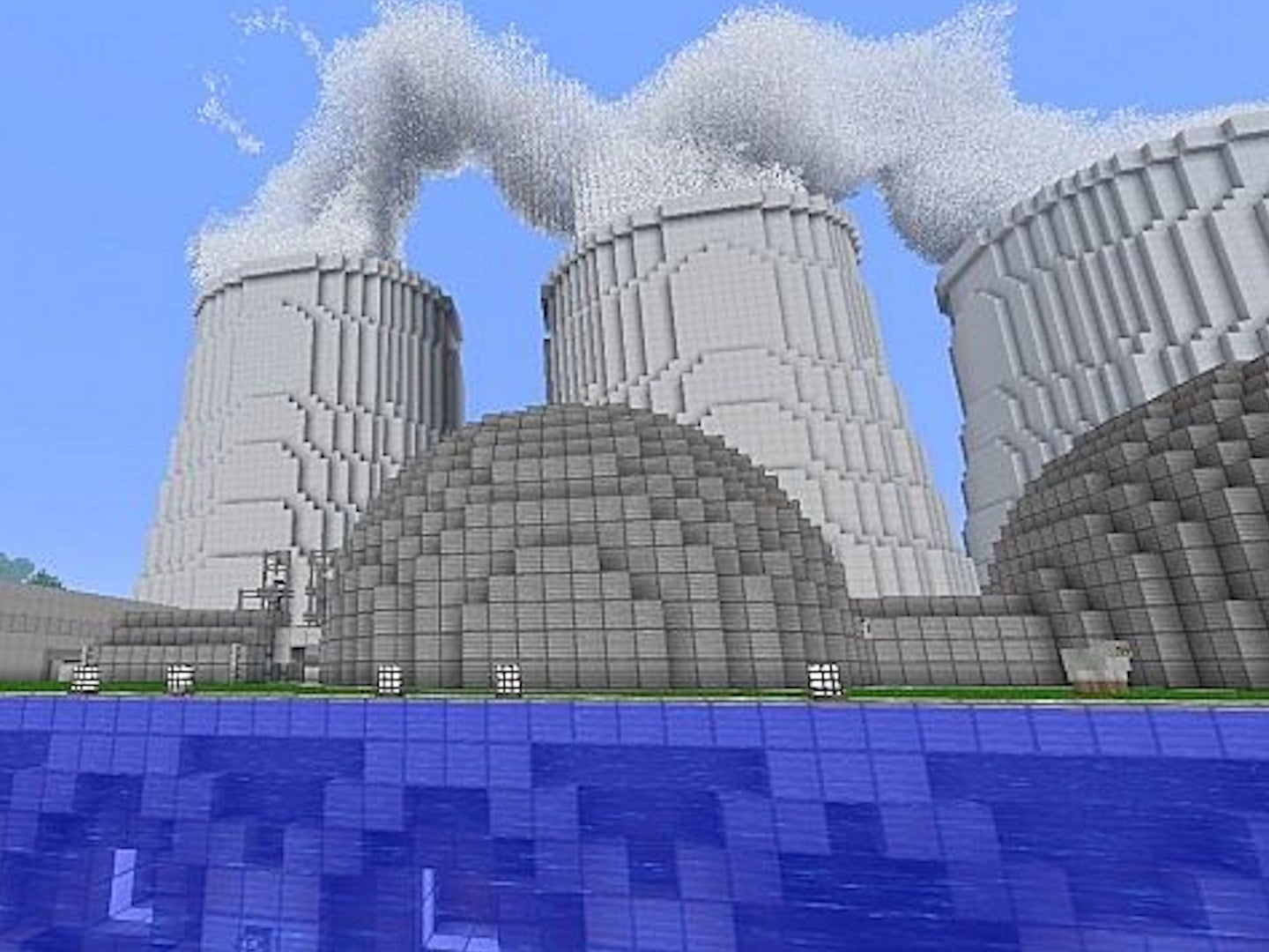 Nuclear power plant model made in Minecraft