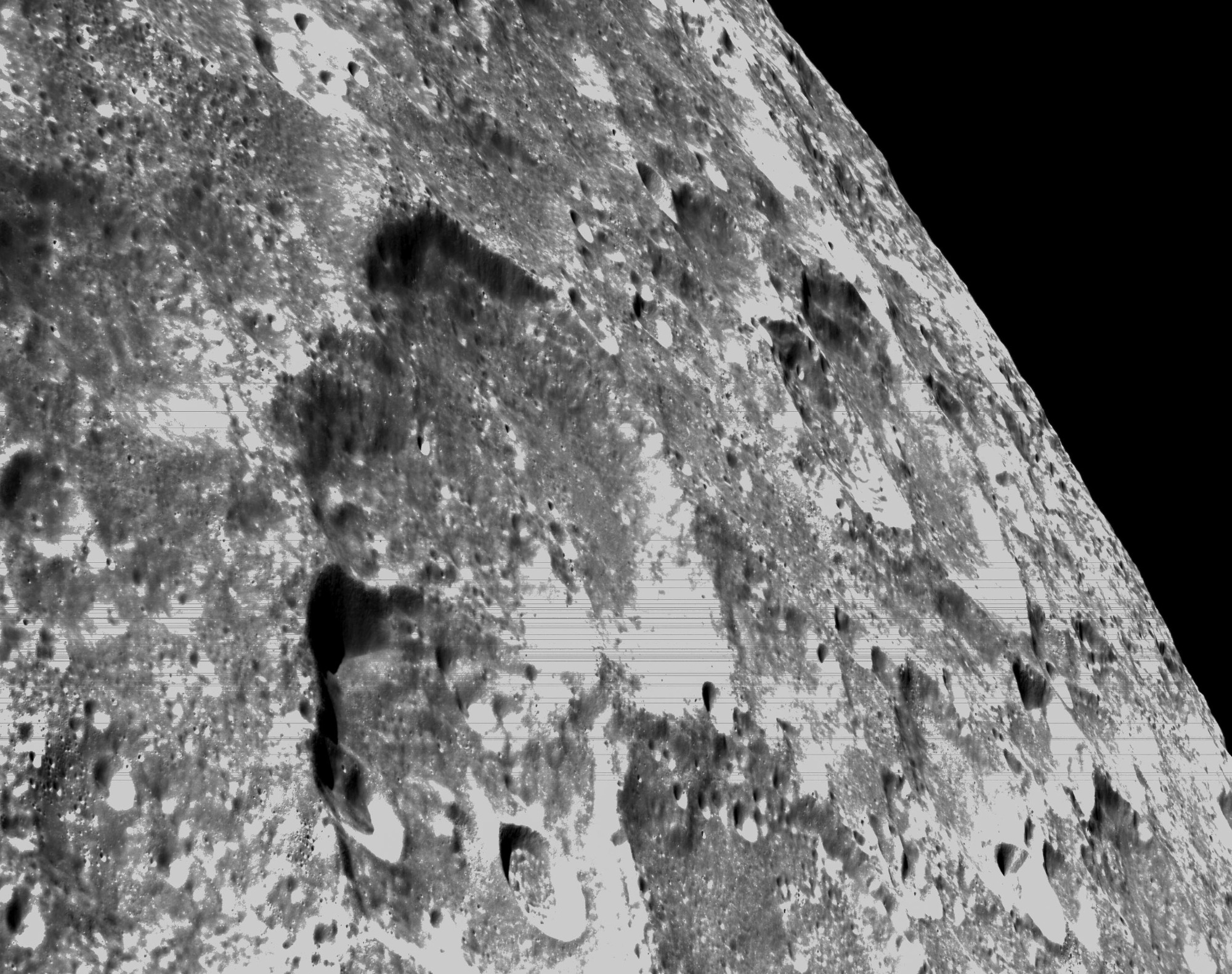Moon closeup of craters by NASA Orion spacecraft