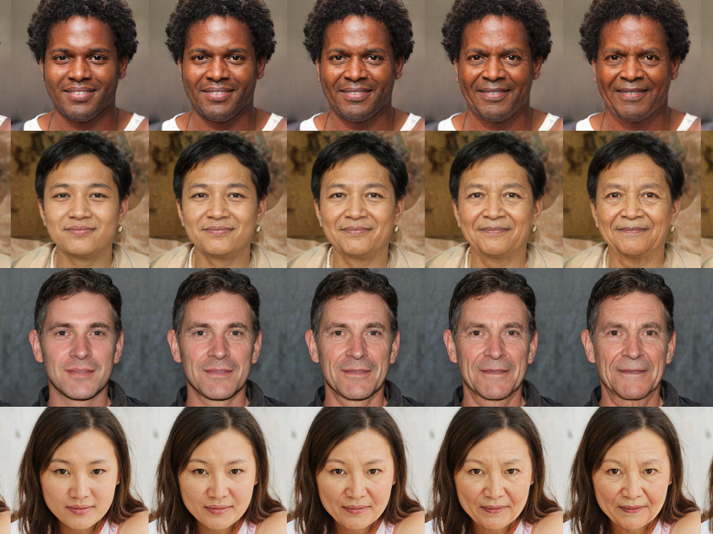 Collage of Disney's artificially aged portraits