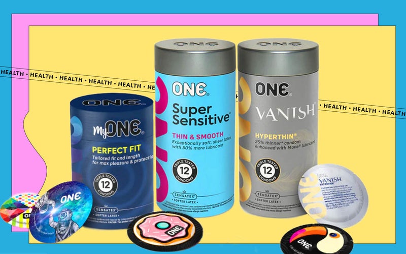 One Male condoms marketed for anal sex in colorful packagine