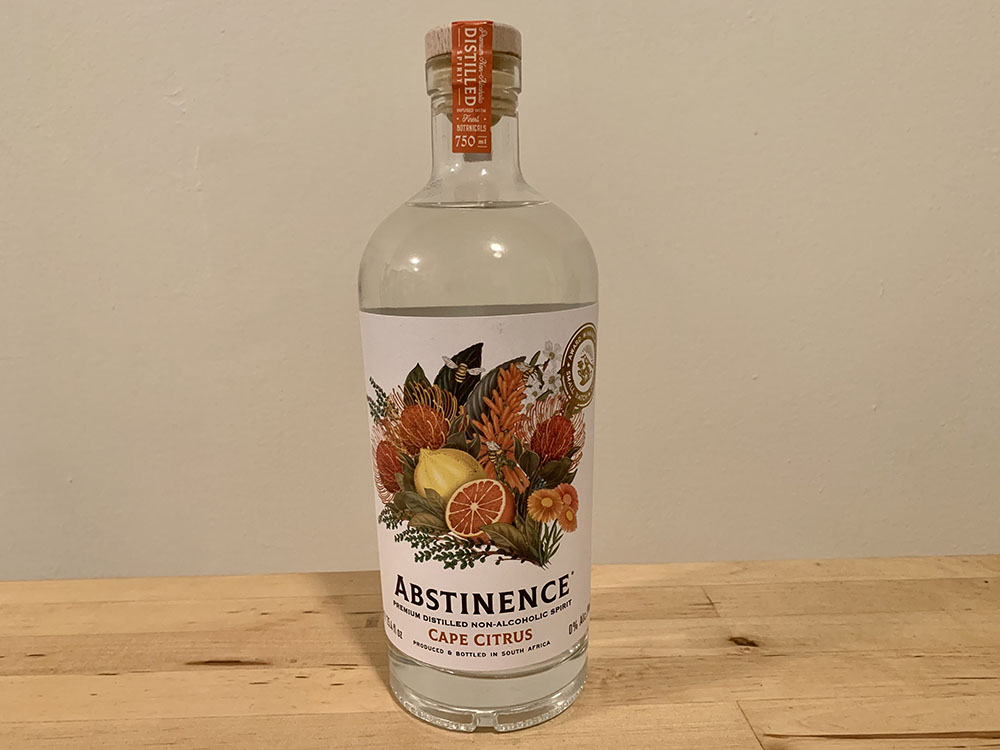 A bottle of Cape Citrus by Abstinence Spirits