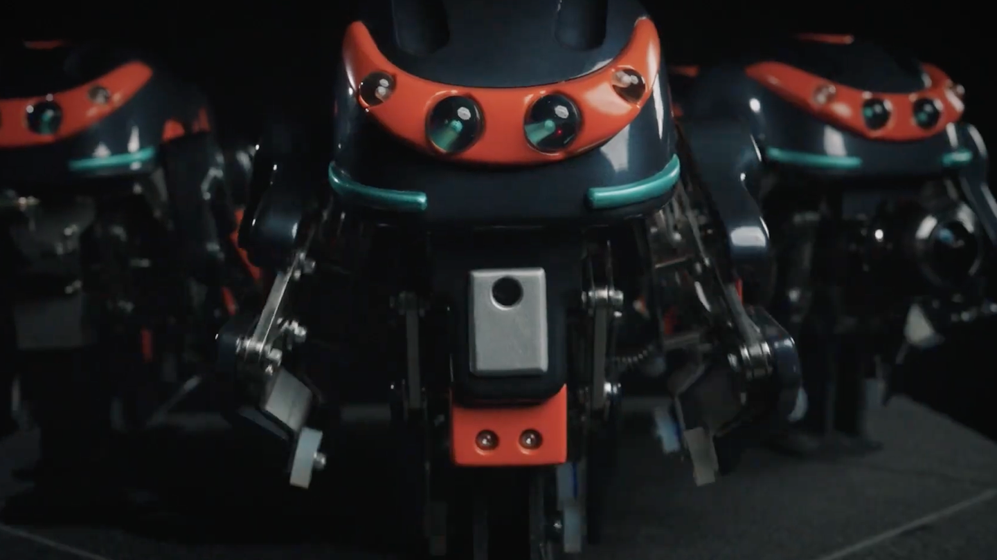 Three Tmsuk spider robots meant for sewer system inspections and repairs