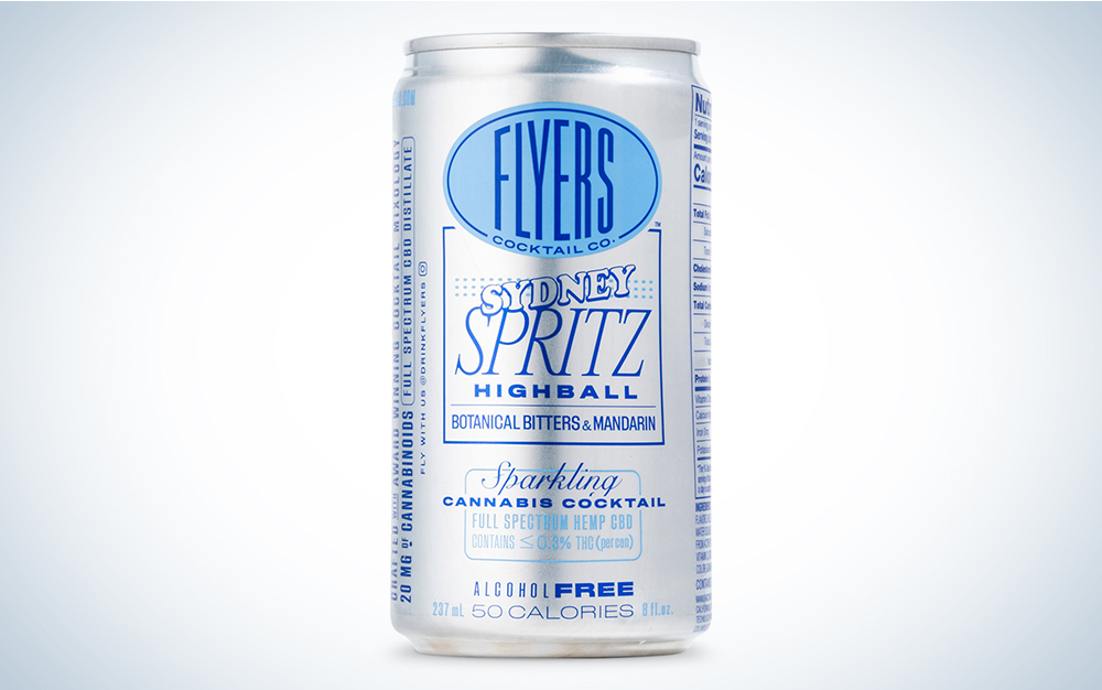 A can of Sydney Spritz by Flyers on a blue and white background