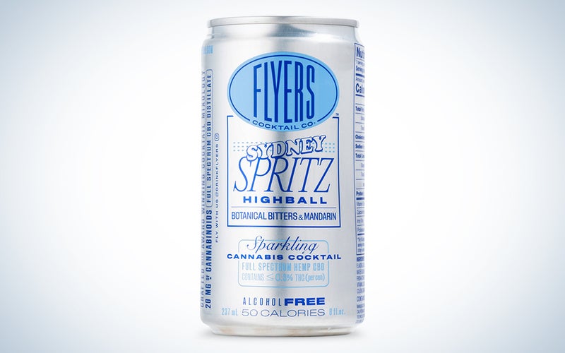 A can of Sydney Spritz by Flyers on a blue and white background