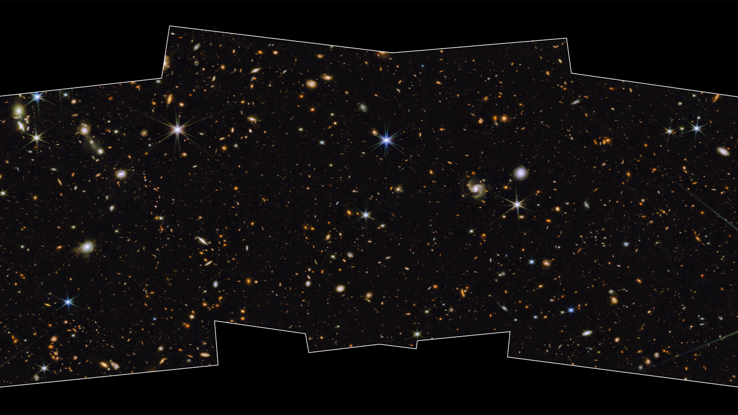 Thousands of galaxies over an enormous range in distance and time are seen in exquisite detail, many for the first time