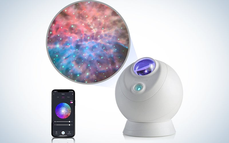 BlissLights Nebula Lamp shown with smartphone controls