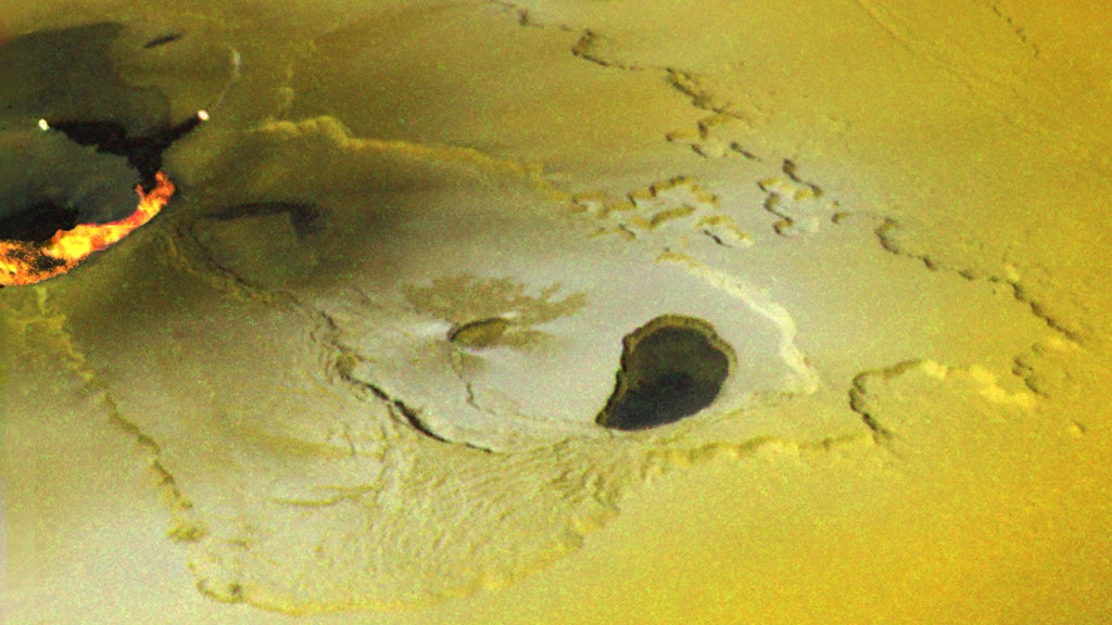 Io is so close to Jupiter that friction from the gas giant gives the moon enough warmth to sustain about 100 volcanoes.
