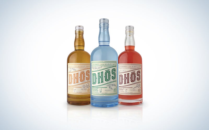 A lineup of Dhos spirits on a blue and white background
