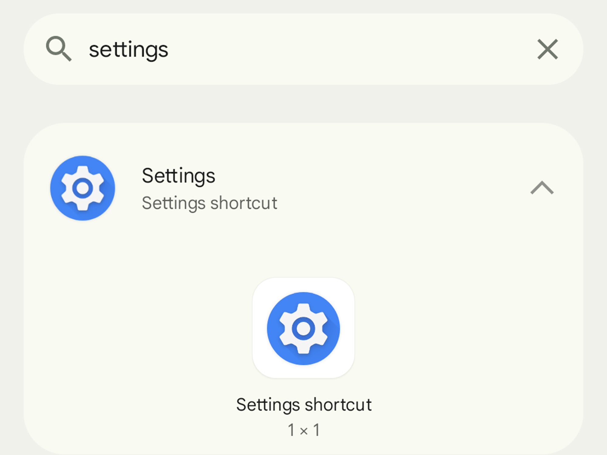 The Android menu to install a settings widget