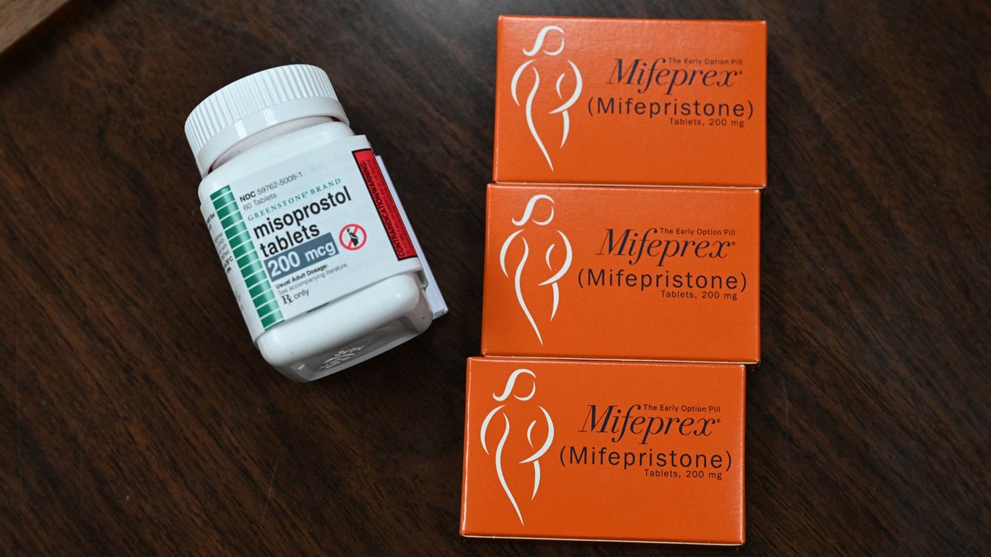 An orange box of mifepristone (Mifeprex) and a white container of Misoprostol, the two drugs used in a medication abortion, are seen at the Women's Reproductive Clinic, which provides legal medication abortion services, in Santa Teresa, New Mexico.