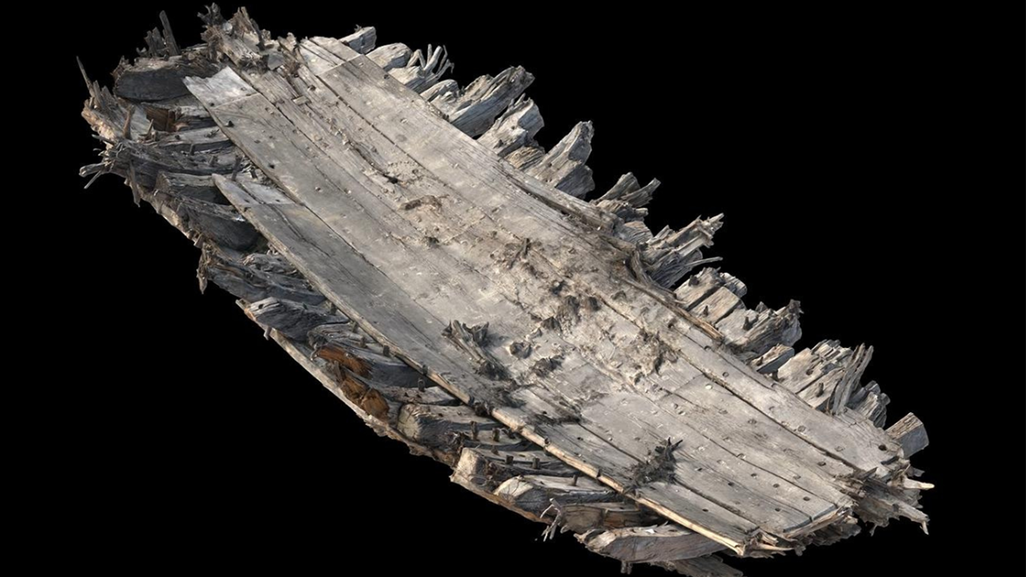 A still from a 3D model of the 16th-century ship found at Dungeness quarry
