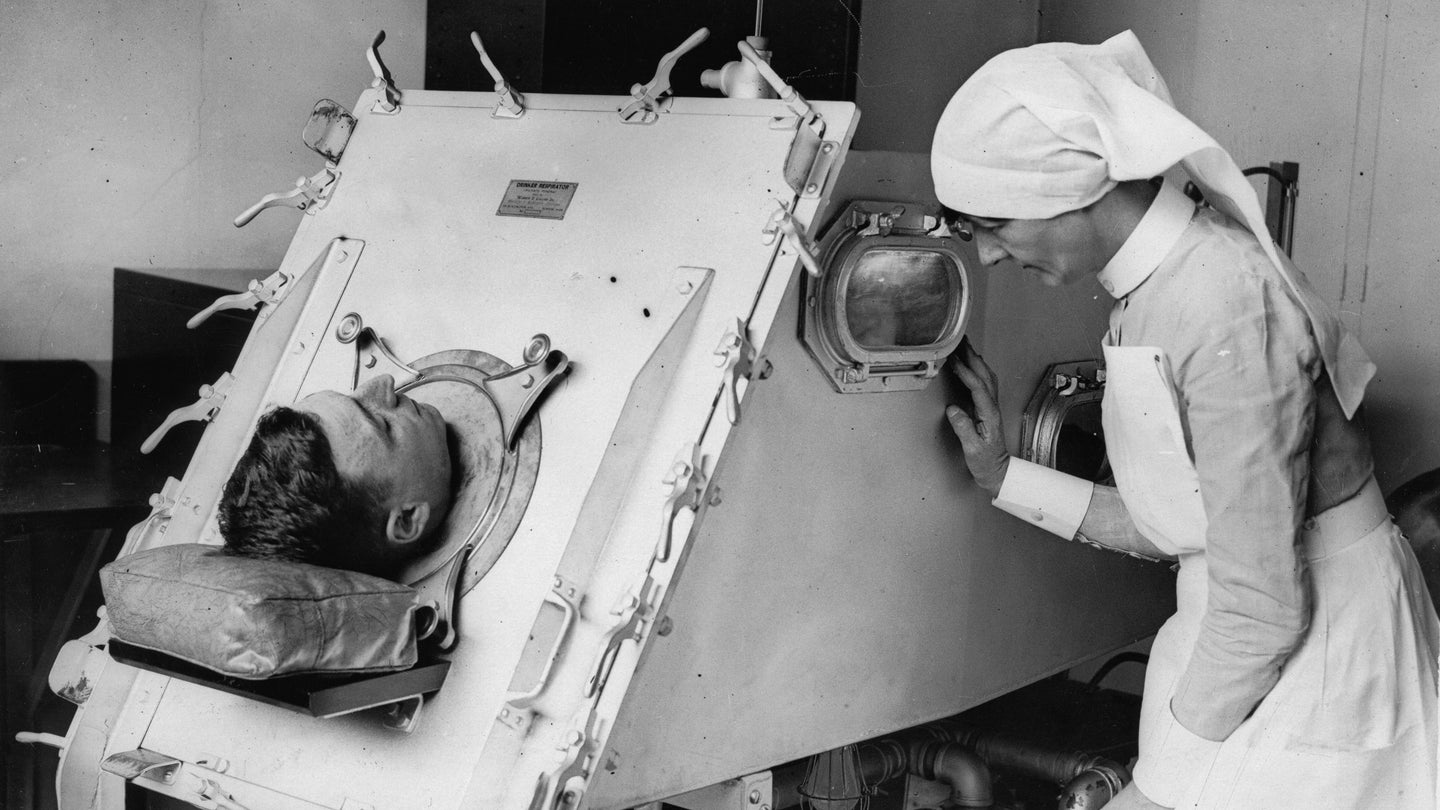 During the polio epidemic, some patients had to use iron lungs—large ventilators