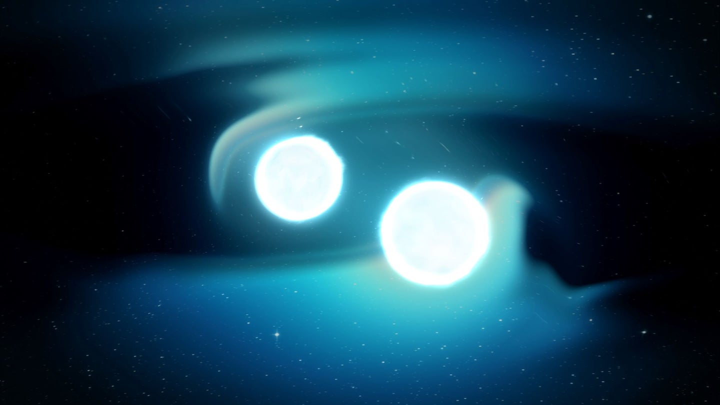 Two colliding neutron stars.