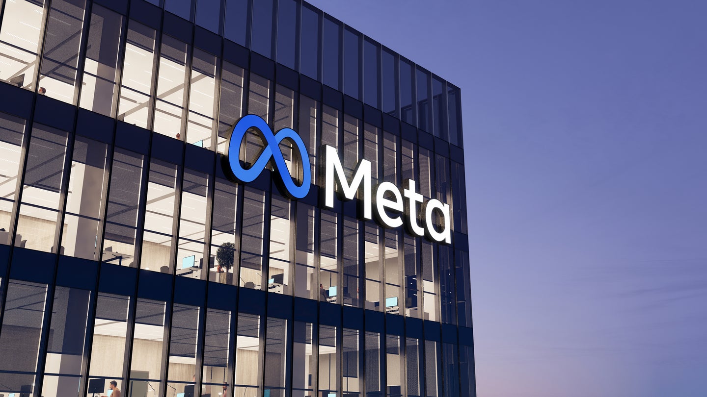 Meta logo on company office building