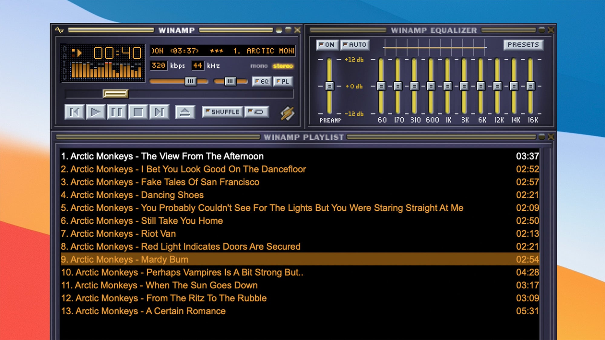 macos-screen-with-reamp-with-winamp-skin-to-play-music