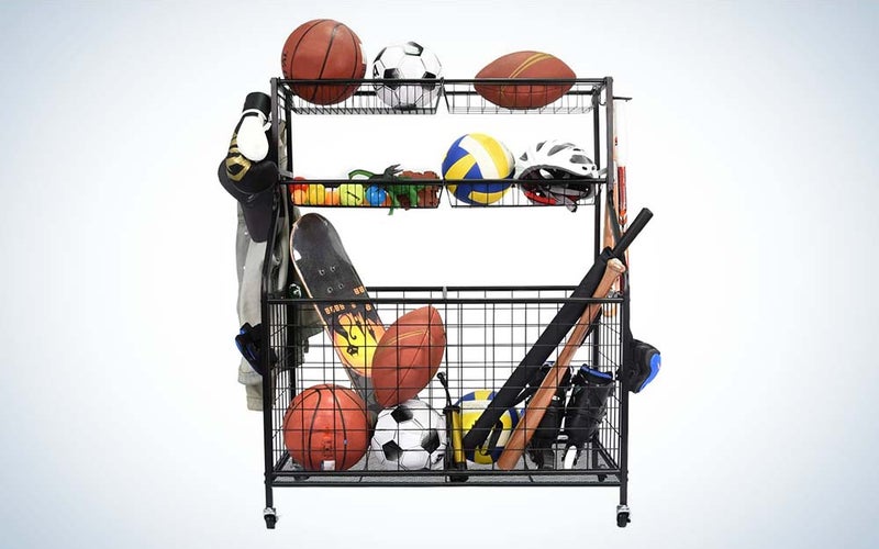 Kinghouse Garage Sports Equipment Organizer is the best garage storage system for sports equipment.