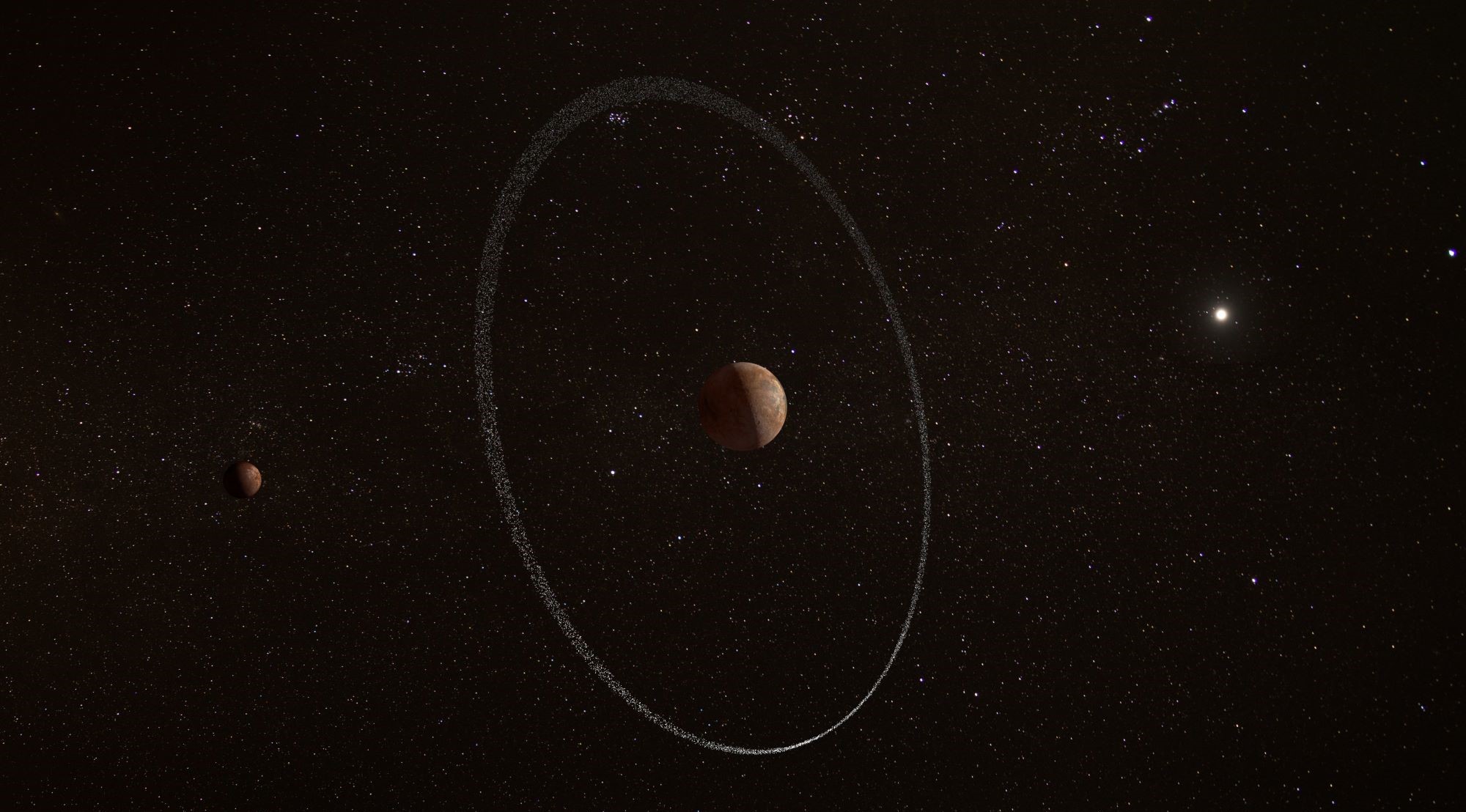The ring system around dwarf planet Quaoar.