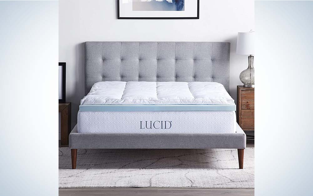 The Lucid 4-Inch memory foam mattress topper is the best option that's hybrid.