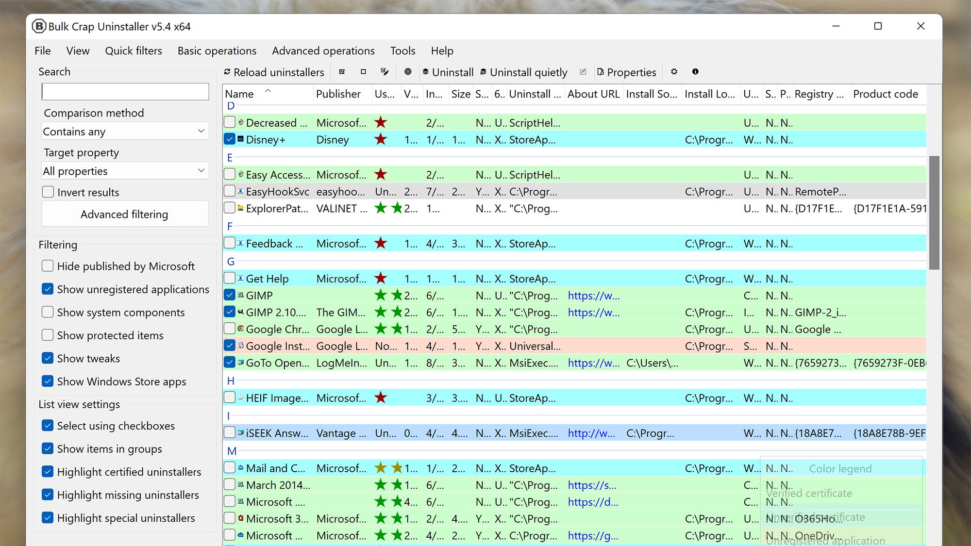 Снимок экрана приложения BCU в Windows