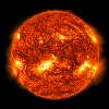 Solar flare shooting out of the left side of the sun