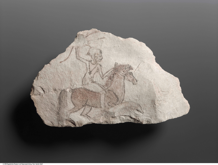 An Egyptian graffito of goddess Astarte on horseback from the Nineteenth Dynasty of Egypt.