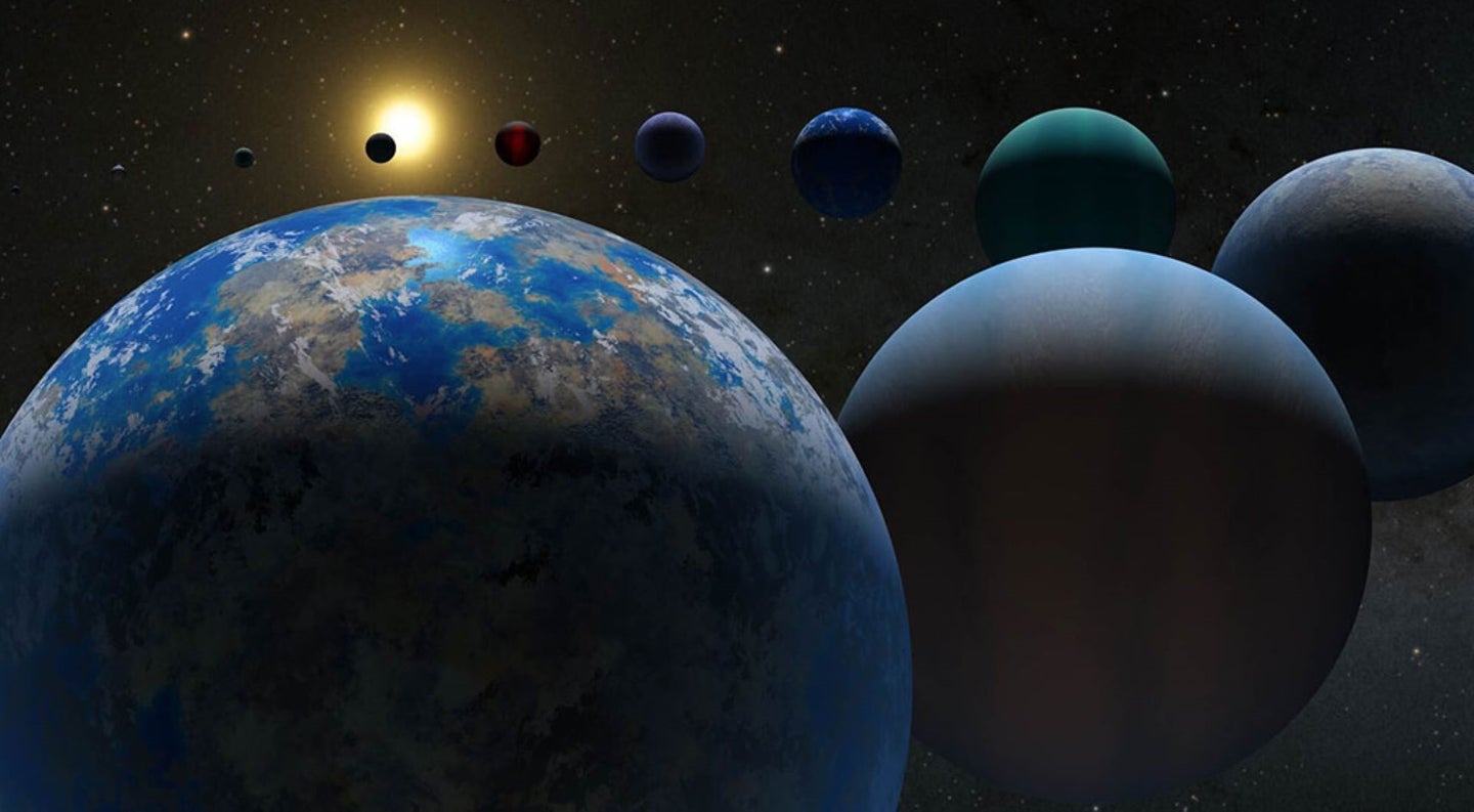 A variety of illustrated exoplanets.