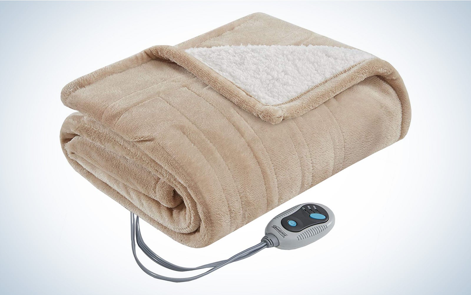 Beautyrest reversible heated blanket on a plain background as one of the best heated blankets