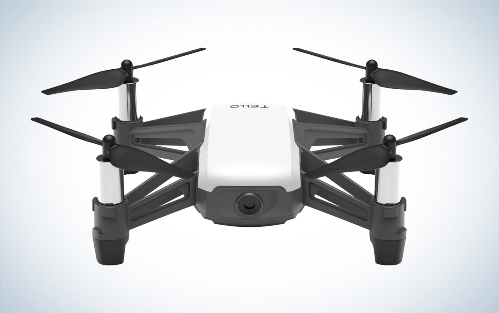 The Tello FPV drone facing forward on a plain background