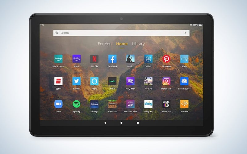 Amazon Fire 10 HD is one of the best tablets for college. Here's its home screen.