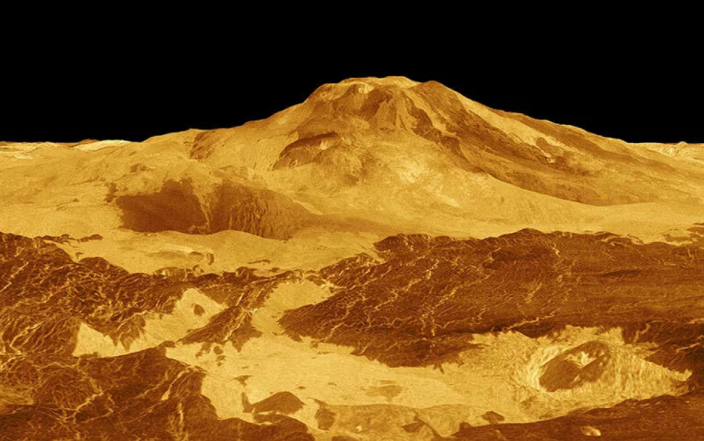 Venus volcano in NASA Magellan spacecraft radar image