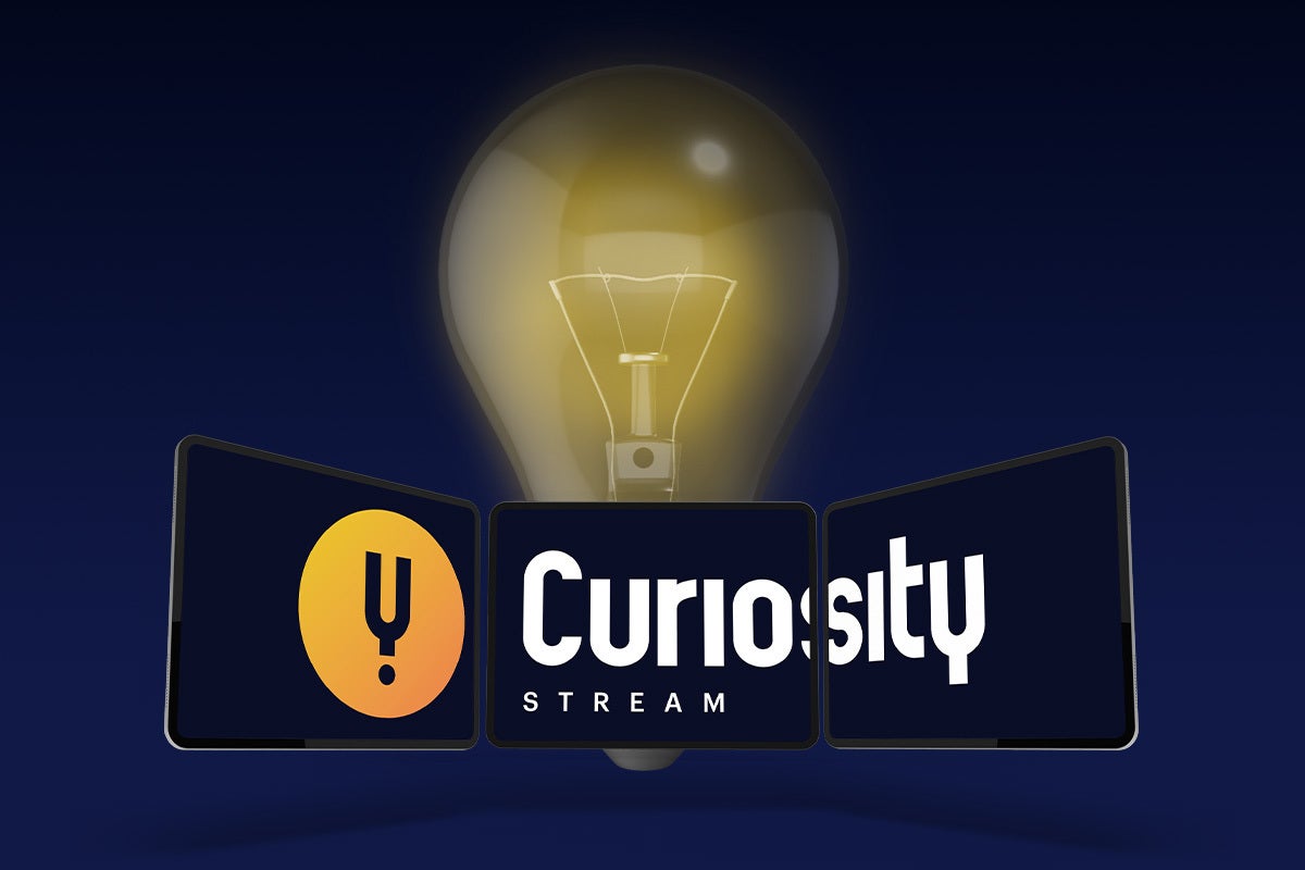 A Curiosity Stream logo on top of a lightbulb