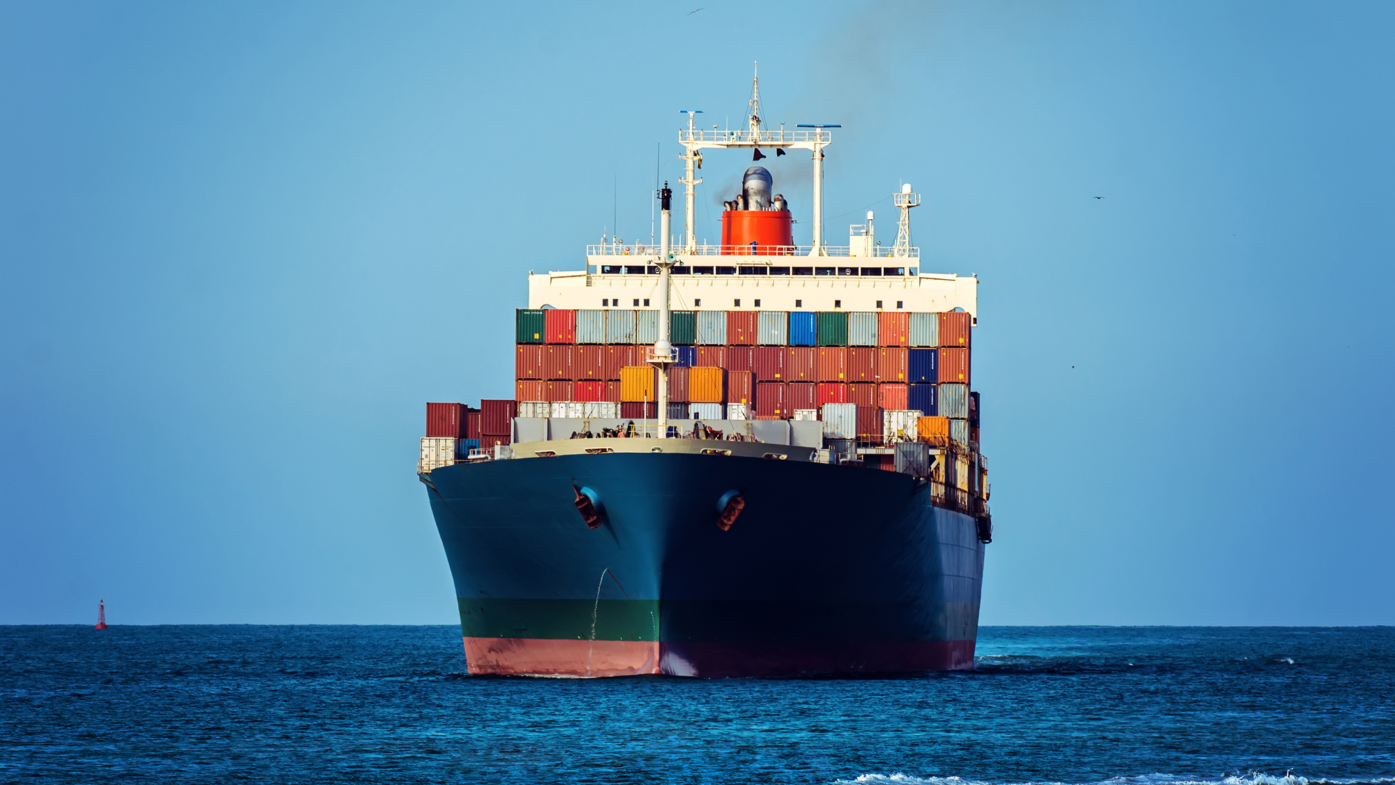 Container cargo ship at sea